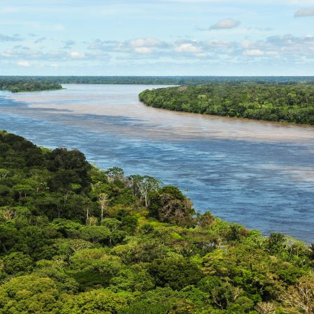 Aerial view of the Amazon rainforest and river, near Manaus, the capital of the Brazilian state of Amazonas. Brazil.  Photo by Neil Palmer/CIAT  cifor.org  blog.cifor.org  If you use one of our photos, please credit it accordingly and let us know. You can reach us through our Flickr account or at: cifor-mediainfo@cgiar.org and m.edliadi@cgiar.org
